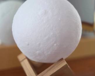 D Printed Moon Lamp with Wooden Stand