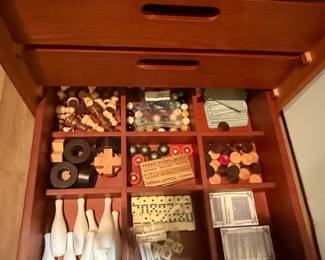 Wooden Game Table with Integrated Game Set second image