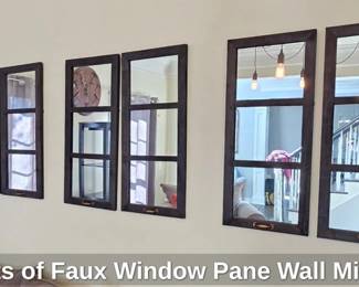 Sets of Faux Window Pane Wall Mirrors