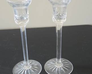 Pair of Cut Crystal Taper Candle Holders