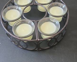 Danya B. Round Waves Glass and Iron Votive Candles Holder