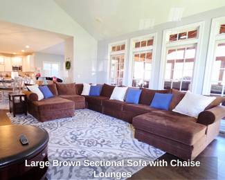 Large Brown Sectional Sofa with Chaise Lounges second image