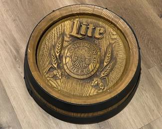 Miller Lite Beer Barrel Head Sign