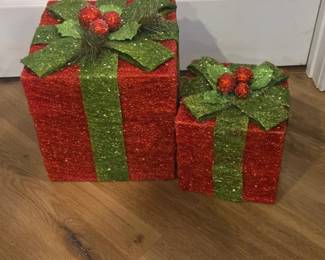 Glitter Gift Boxes with Berries and Pine Sprigs
