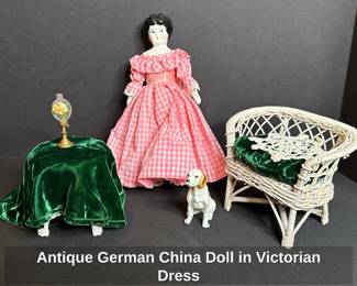 Antique German China Doll in Victorian Dress fourth image