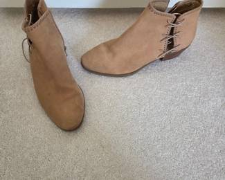 Womens Suede LaceUp Ankle Boots with Decorative Stitching