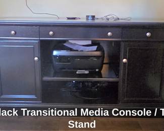Black Transitional Media Console or TV Stand