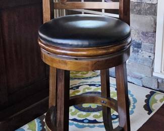 Solid Wood Home Bar with Swivel Stools second image