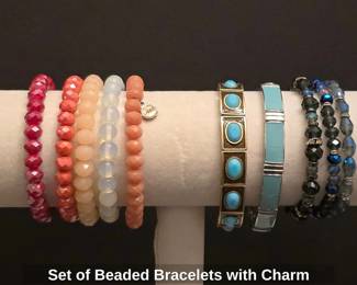 Set of Beaded Bracelets with Charm