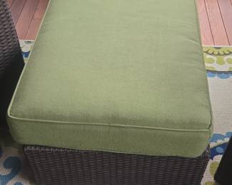 Horizon Hall Outdoor Ottoman with Green Cushion