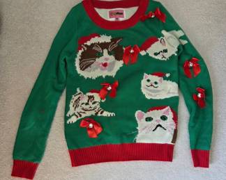 Tipsy Elves Ugly Christmas Sweater  Cats with Santa Hats