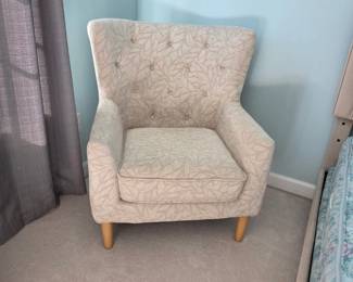Wingback Armchair with Leaf Pattern