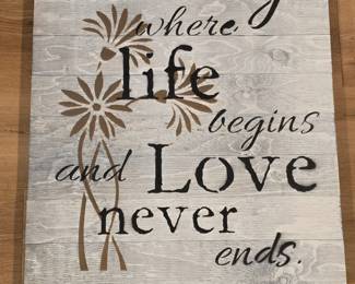 Wooden Family Sign with Floral Accents