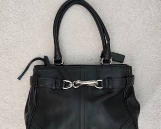 Coach Hampton Black Leather Satchel Handbag