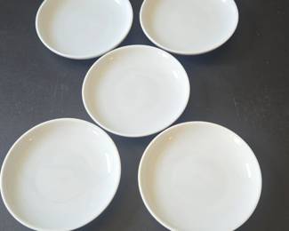 Set of White Ceramic Small Plates or Saucers