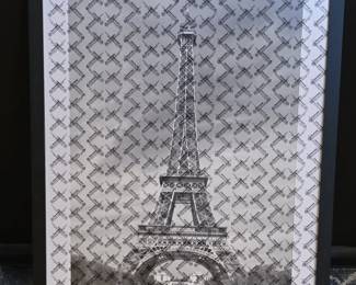 Eiffel Tower Framed Print with Patterned Border