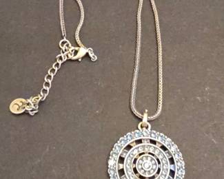 RhodiumPlated Pendant Necklace with Crystal Accents