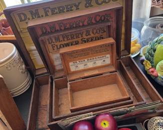 Antique seed boxes 