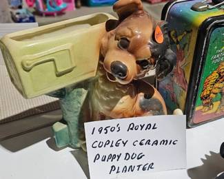 1950S CUPLEY CERAMIC PUPPY DOG PLANTER