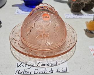 VINTAGE CARNIVAL BUTTER DISH AND LID