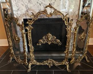 Vintage French Rococo Revival fireplace screen
