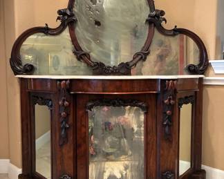 Antique Marble Top Victorian credenza
