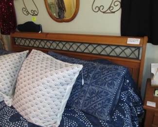 king size bed with solid wood (metal accents) frame. Also has a newer SERTA  mattress set in great condition.