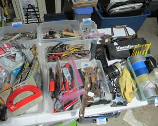 we have a huge garage full of amazing tools. power tools, hand tools, yard tools, antique tools, golf clubs, bowling balls, painting supplies, storage options, welding tools and more