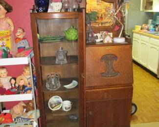 ATQ side-by-side secretary with glass display case.