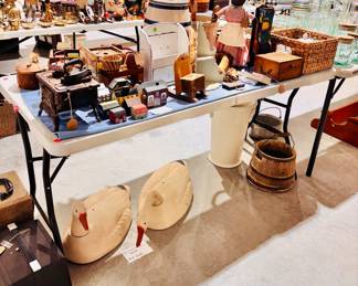 Primitive items and plastic geese decoys