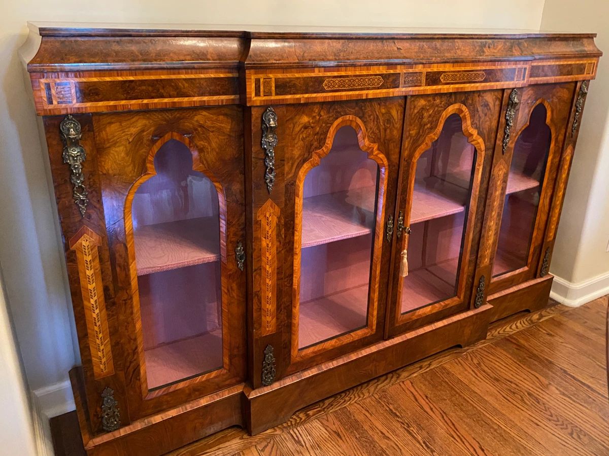 19th c. Italian Inlaid Marquetry Walnut Side Credenza