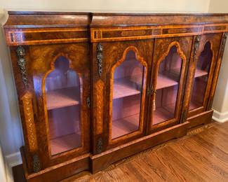 19th c. Italian Inlaid Marquetry Walnut Side Credenza