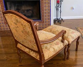 French Provincial Style Armchair w/ Ottoman
