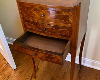 3 Drawer French Bedside Table with inlaid floral marquetry top