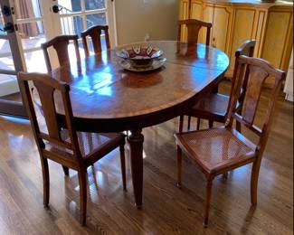 French Provincial Dining Set w/ Burlwood Tabletop (7 pc)