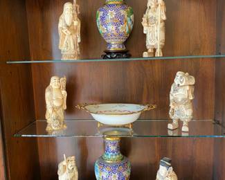 Chinese Figurines and Cloisoneé Vases