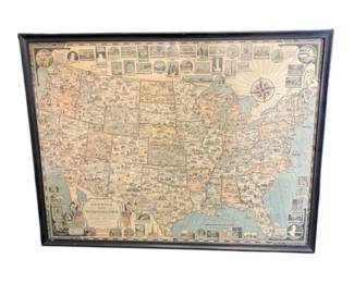 America The Wonderland Framed 1945 Map