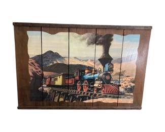 Antique Grape Tray w Toigo Train Artwork