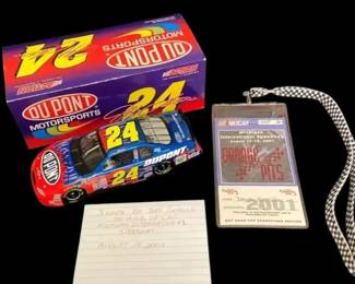 NASCAR Action Stock Car Pit Pass, Signed by Jeff Gordon