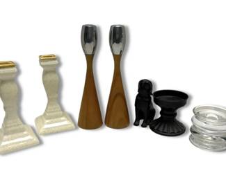 White Ceramic Black Metal Candle Holders