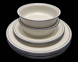 Lenox Chinastone Blue Pinstripes Dishware 8 Pieces