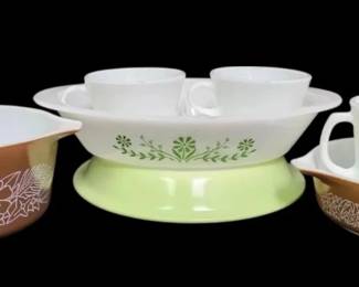 Pyrex Woodland Brown Casserole Dishes, Pie Plate, Cups, More