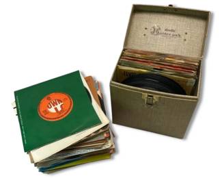 Box And Stack Of 45s