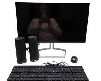 Dell 21 Desktop Monitor, Keyboard, Speakers, Logitech Wireless Mouse
