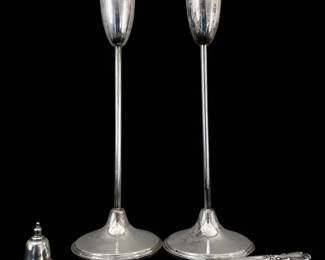 Weighted Sterling Silver Candle Stick Holders And Candle Snuffer