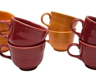 8 Red Orange Fiestaware Teacups