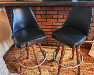 Vinyl bar stools with wood legs 