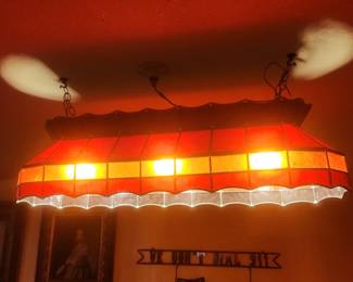 Orange and Yellow Stained Glass Pool Table or Bar Light (plug-in power)