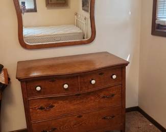 Vintage Wood Dresser and Wall Mirror - Excellent Condition 