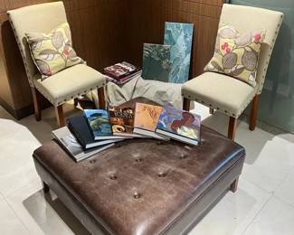 WGG186 Accent Chairs & Leather Ottoman For Office Or Living Room